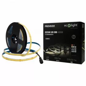   LED szalag COB 7W/m 630lm/m 320LED/m 24V 4000K Semleges IP20 5m Tekercs + Tápegység + Ecolight Távirányító
