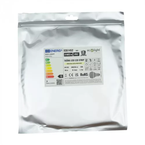 NEON COB LED szalag 7W/m 310lm/m 24V 3000K meleg fehér IP67 tekercs 5m Ecolight