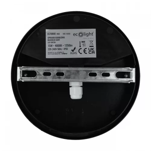 Kültéri felületre szerelhető LED csatornalámpa 15W 1350lm 4000K semleges fehér 120° kerek fekete IP65 Troton Ecolight