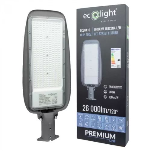 Ipari LED utcai lámpatest 200W 26000lm 6500K hideg fehér 130° szürke IP65 Premium Ecolight