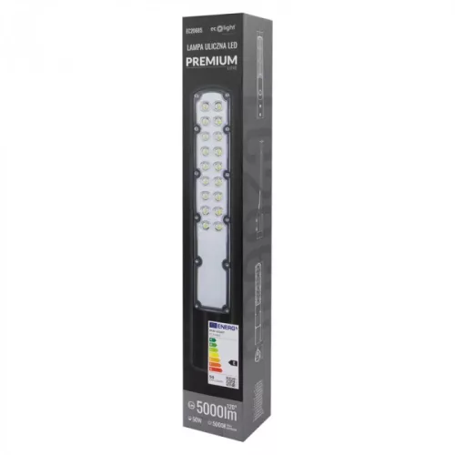 Ipari LED utcai lámpatest5000lm 5000K semleges fehér 130° fekete IP65 alkonyérzékelővel Premium Ecolight