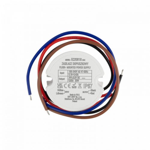 FI60 süllyesztett tápegység LED szalagokhoz 20W 24V 0.83A Hermetic IP67 Ecolight