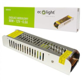   Moduláris tápegység LED szalagokhoz 80W 12V 6.6A IP20 SLIM Ecolight