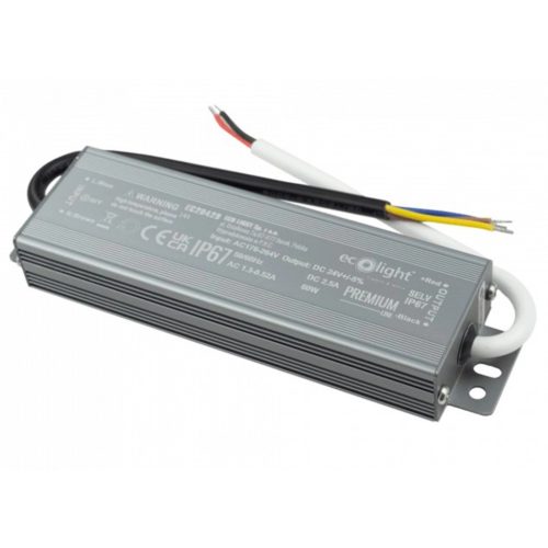 LED tápegység Hermetic IP67 60W 24V Premium Ecolight