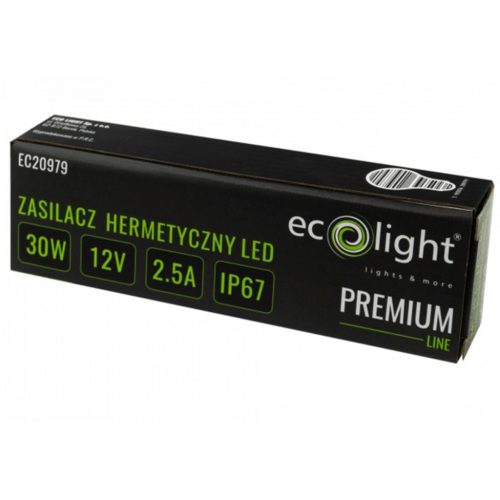 LED tápegység IP67 hermetikus 30W 12V Premium Ecolight