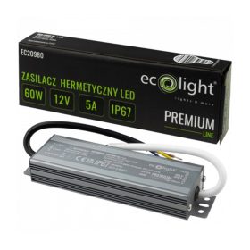 LED tápegység Hermetic IP67 60W 12V Premium Ecolight
