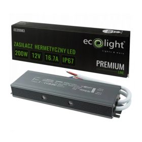 LED tápegység Hermetic IP67 200W 12V Premium Ecolight