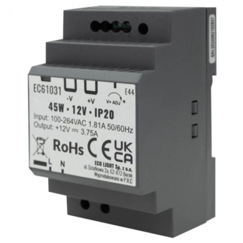 Tápegység LED DIN Rail Premium Line 12V 45W Ecolighthoz