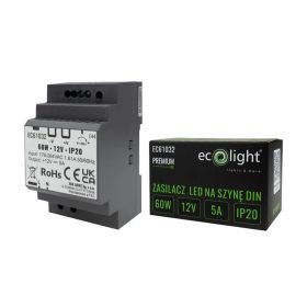 Tápegység LED DIN Rail Premium Line 12V 60W Ecolighthoz