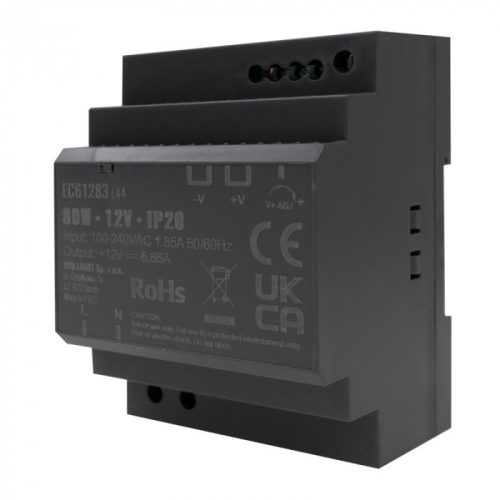 DIN sínre szerelhető tápegység LED szalagokhoz 80W 12V 6.66A IP20 PREMIUM Ecolight