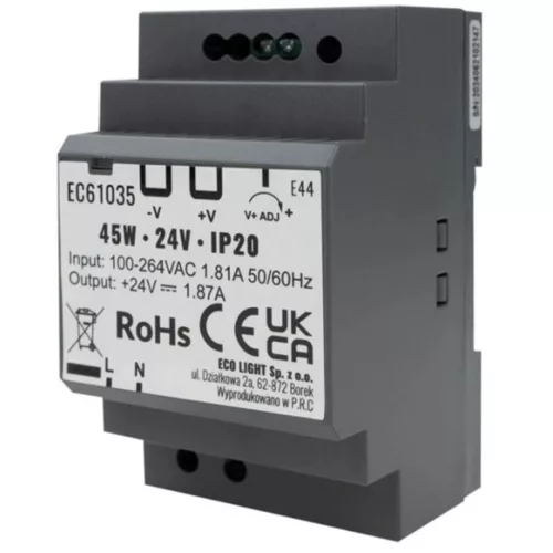Tápegység LED DIN Rail Premium Line 45W 24V Ecolighthoz