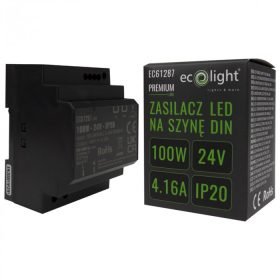   DIN sínre szerelhető tápegység LED szalagokhoz 100W 24V 4.16A IP20 PREMIUM Ecolight