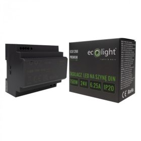   DIN sínre szerelhető tápegység LED szalagokhoz 150W 24V 6.25A IP20 PREMIUM Ecolight