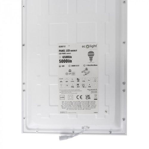LED Panel 120x30 Süllyesztett Világító Doboz 50W 6350lm 3000K Meleg Fehér Háttérvilágítású Ecolight