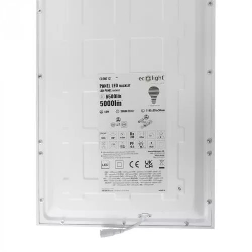 LED Panel 120x30 Süllyesztett Világító Doboz 50W 6350lm 3000K Meleg Fehér Háttérvilágítású Ecolight