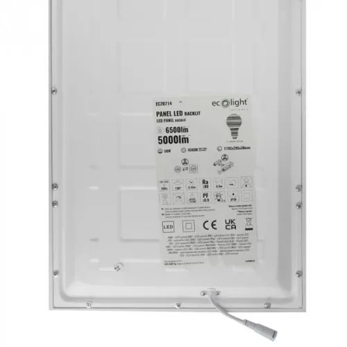 LED Panel 120x30 Süllyesztett Világító Doboz 50W 6500lm 6500K Hideg Fehér Háttérvilágítású Ecolight
