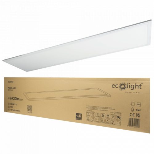 Ecolight LED panel 120x30 süllyesztett világítódoboz 50W 4500lm 3000K meleg fehér