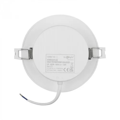 Süllyesztett mennyezeti LED panel lámpatest 6W 660lm 4000K semleges fehér 120° kerek fehér Downlight Ecolight