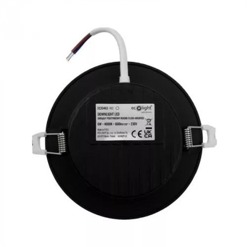 Süllyesztett mennyezeti LED panel lámpatest 6W 660lm 4000K semleges fehér 120° kerek fekete Downlight Ecolight