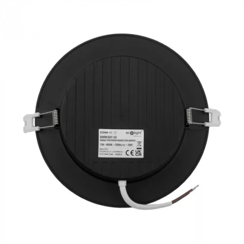 Süllyesztett mennyezeti LED panel lámpatest 12W 1200lm 4000K semleges fehér 120° kerek fekete Downlight Ecolight