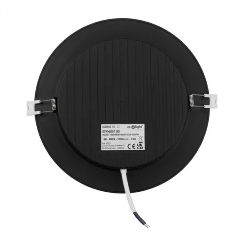 Süllyesztett mennyezeti LED panel lámpatest 18W 1980lm 4000K semleges fehér 120° kerek fekete Downlight Ecolight