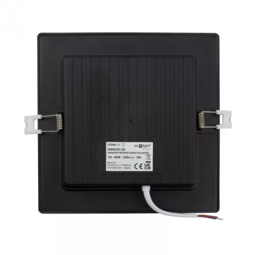 Süllyesztett mennyezeti LED panel lámpatest 12W 1200lm 4000K semleges fehér 120° négyzet alakú fekete Downlight Ecolight