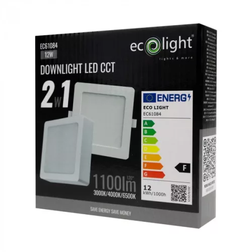 Süllyesztett / felületre szerelhető LED panel lámpatest 2w1 12W 1100lm CCT négyzet alakú fehér Downlight Ecolight