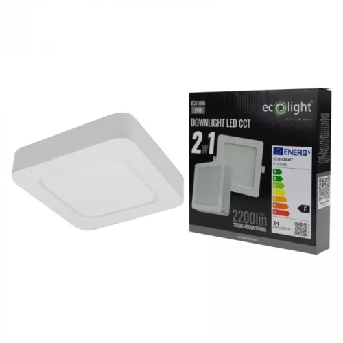 Süllyesztett / felületre szerelhető LED panel lámpatest 2w1 24W 2200lm CCT négyzet alakú fehér Downlight Ecolight
