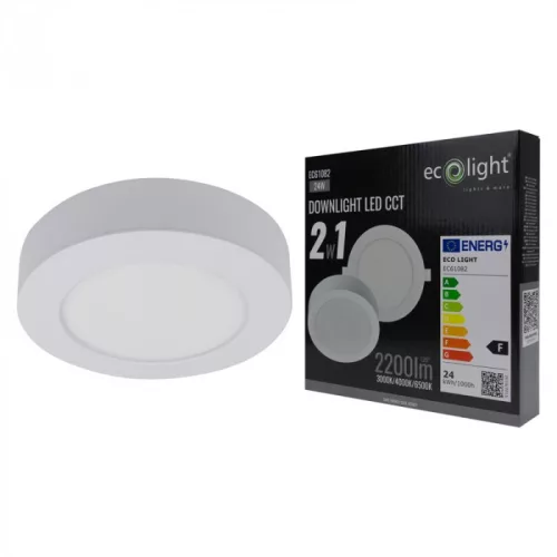 Süllyesztett / felületre szerelhető LED panel lámpatest 2w1 24W 2200lm CCT kerek fehér Downlight Ecolight
