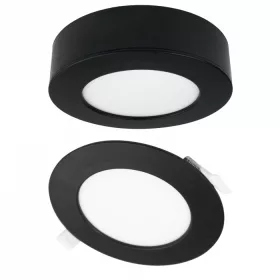   Süllyesztett / felületre szerelhető LED panel lámpatest 2w1 6W 540lm CCT kerek fekete Downlight Ecolight
