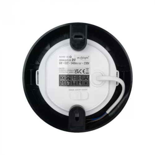Süllyesztett / felületre szerelhető LED panel lámpatest 2w1 6W 540lm CCT kerek fekete Downlight Ecolight