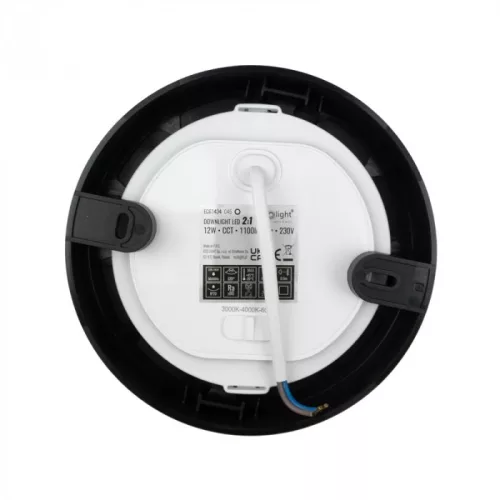 Süllyesztett / felületre szerelhető LED panel lámpatest 2w1 12W 1100lm CCT kerek fekete Downlight Ecolight