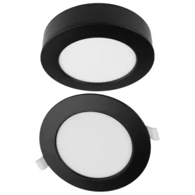   Süllyesztett / felületre szerelhető LED panel lámpatest 2w1 18W 1650lm CCT kerek fekete Downlight Ecolight