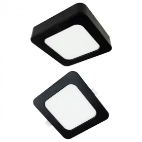   Süllyesztett / felületre szerelhető LED panel lámpatest 2w1 12W 1100lm CCT négyzet alakú fekete Downlight Ecolight