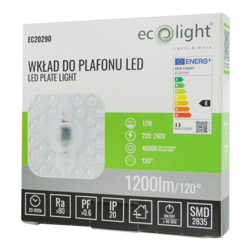 LED modulbetét mennyezeti lámpa panelhez 12W 4000K semleges színárnyalat 1200lm Ecolight