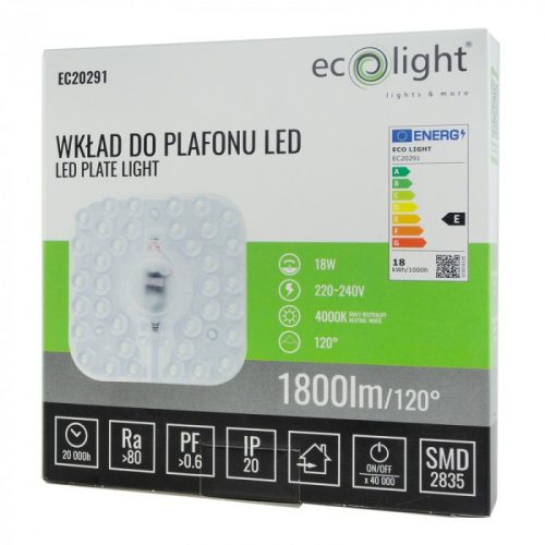 LED modulbetét mennyezeti lámpa panelhez 18W 4000K semleges színárnyalat 1800lm Ecolight