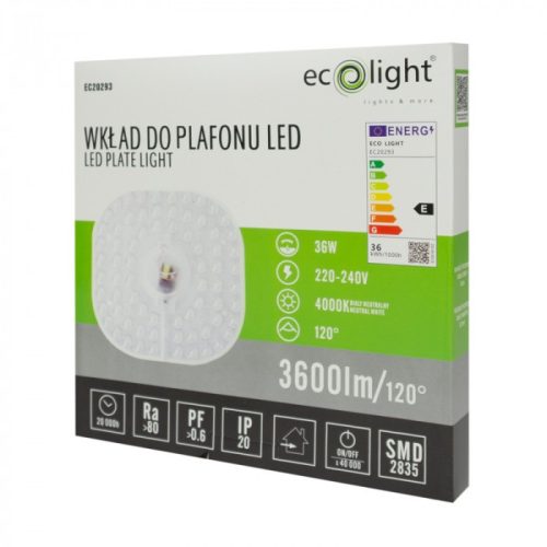 LED modulbetét mennyezeti lámpa panelhez 36W 4000K semleges színárnyalat 3600lm Ecolight