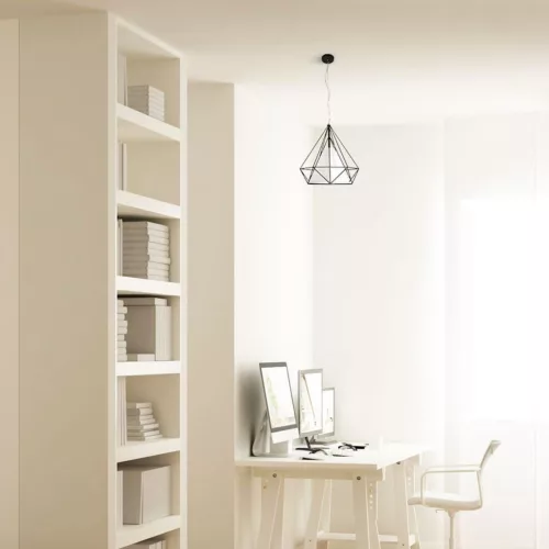 TRIANGOLO mennyezeti függesztett lámpa 1x E27 IP20 Fekete-fehér Fém + Milagro szövet