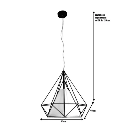 TRIANGOLO mennyezeti függesztett lámpa 1x E27 IP20 Fekete-fehér Fém + Milagro szövet