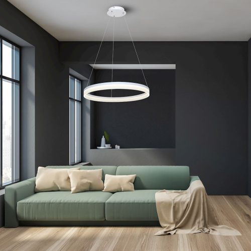 RING függőlámpa, fehér kör, 36W LED fém és akril IP20, modern stílusú Milagro