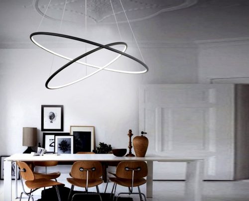 ORION függőlámpa két körös fekete 53W LED IP20 modern minimalista stílusú Fém és akril Milagro