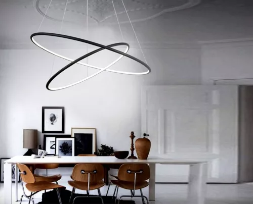 ORION függőlámpa két körös fekete 53W LED IP20 modern minimalista stílusú Fém és akril Milagro