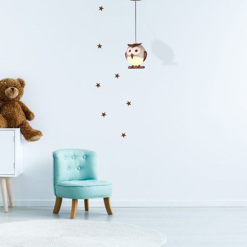 OWL függesztett lámpa 1xE14 LED bagoly gyerek barna ML243 Milagro műanyag
