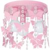 Gyermek mennyezeti lámpa púder rózsaszín ANGELICA Butterfly csillár 3x E27 Fém és kristályok Milagro