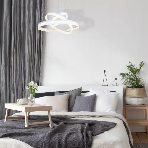 RING 4080 függesztett lámpa három kör fehér 114W LED + TÁVIRÁNYÍTÓ IP20 Fém és akril modern stílusú Milagro