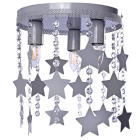   Szürke gyermek mennyezeti lámpa Csillár gyerekeknek Stars STAR 3x E27 Fém és kristályok Milagro