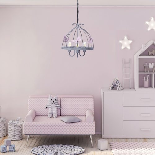 KAGO csillár mennyezeti lámpa 3xE14 szürke és rózsaszín Milagro