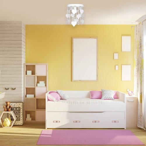 Rózsaszín gyermek mennyezeti lámpa Szívek Csillár CORAZON 3x E27 Fém és kristály Milagro