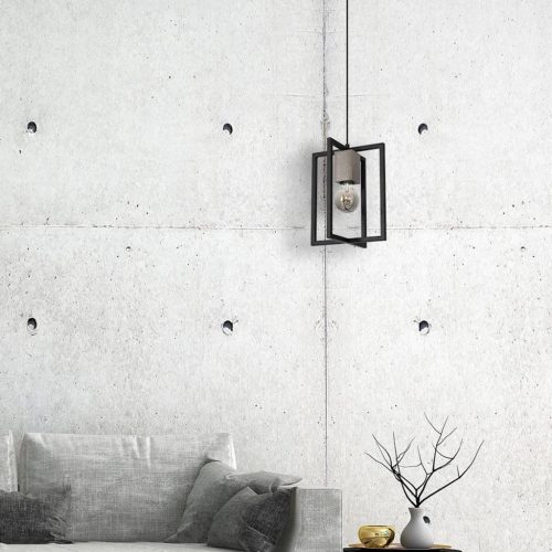 Ipari mennyezeti függőlámpa Ralph 1x E27 Black Fém + fa Milagro