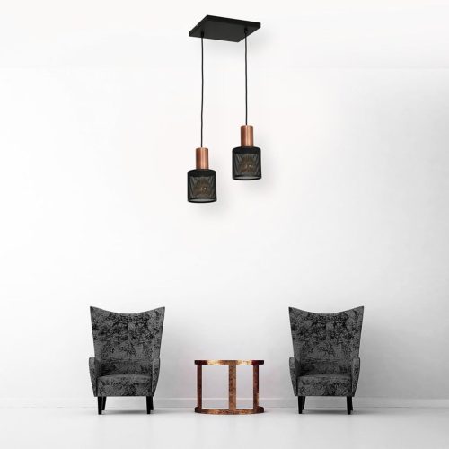 Ipari stílusú fekete MiLAGRO ARES függőlámpa 2x E27